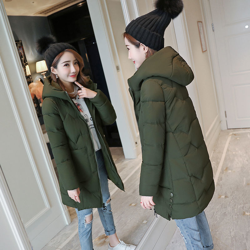 Korea Fashion Winter Women Long Coat Thicken Cotton Warm Hooded Parkas All-matched Casual Coats Plus Size Lady Jacket D253 210512