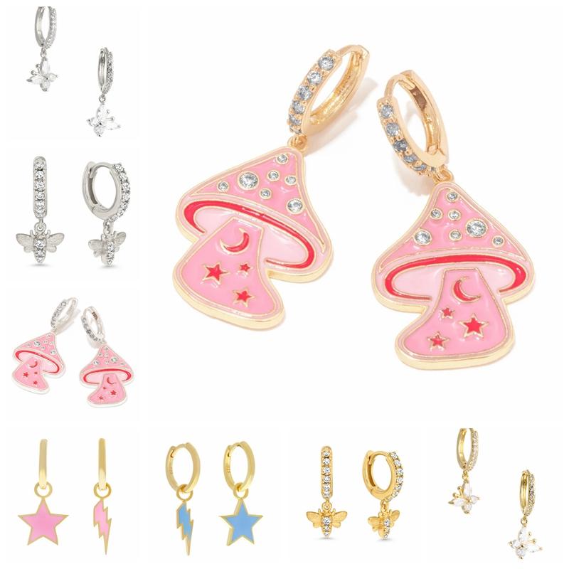 Hoop & Huggie MC Enamel Star Lighting Earrings With Zircon Pinky Mushroom Butterfly Honey Bee Pendants 925 Sterling Silver Women Ear Hoops, Golden;silver
Hoop & Huggie MC Enamel Star Lighting Earrings With Zircon Pinky Mushroom Butterfly Honey Bee Pendants 925 Sterling Silver Women Ear Hoops, Golden;silver