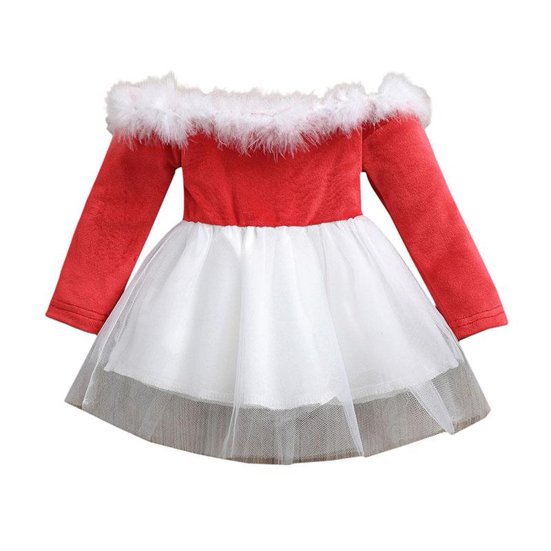 Girl's Dresses Autumn Girls Dress Christmas Fur Long Sleeve Off-shoulder Lace Tulle Xmas Casual Outfits Party Wear Children's Clothing, Red 
Girl's Dresses Autumn Girls Dress Christmas Fur Long Sleeve Off-shoulder Lace Tulle Xmas Casual Outfits Party Wear Children's Clothing, Red