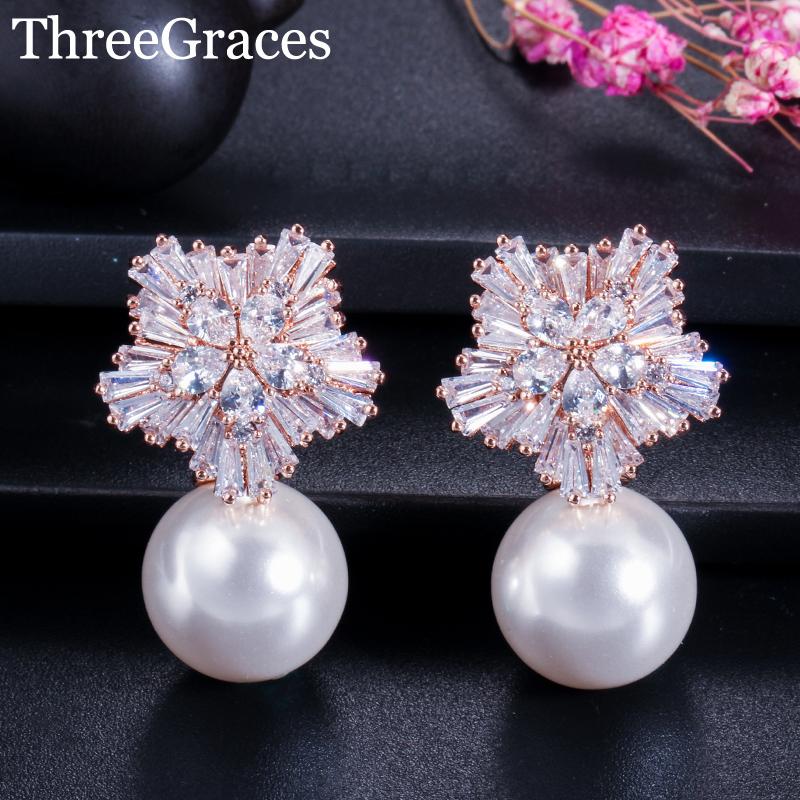 Stud ThreeGraces Women Fashion CZ Jewelry Zirconia Stone Drop Created Pearl Big Snowflake Earrings For Chrismas Gift ER294, Golden;silver
Stud ThreeGraces Women Fashion CZ Jewelry Zirconia Stone Drop Created Pearl Big Snowflake Earrings For Chrismas Gift ER294, Golden;silver