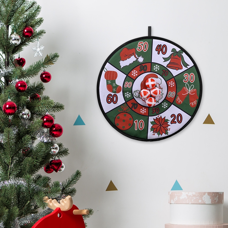 Game Set Xmas Kids 4 Sticky Safe Lovely Christmas Family Balls Dart Board Sets Ornaments VT1621 Free shipping