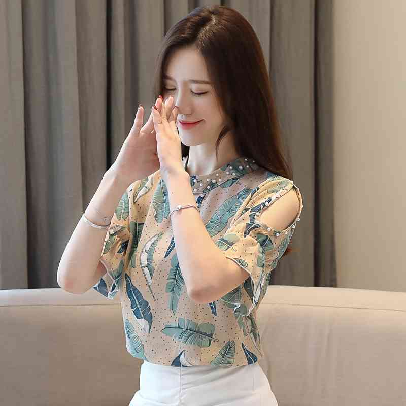 Casual Short Sleeve Print Tops Fashion Woman Blouses Clothes Summer Chiffon Blouse Shirt Blusa Feminina 8955 50 210506