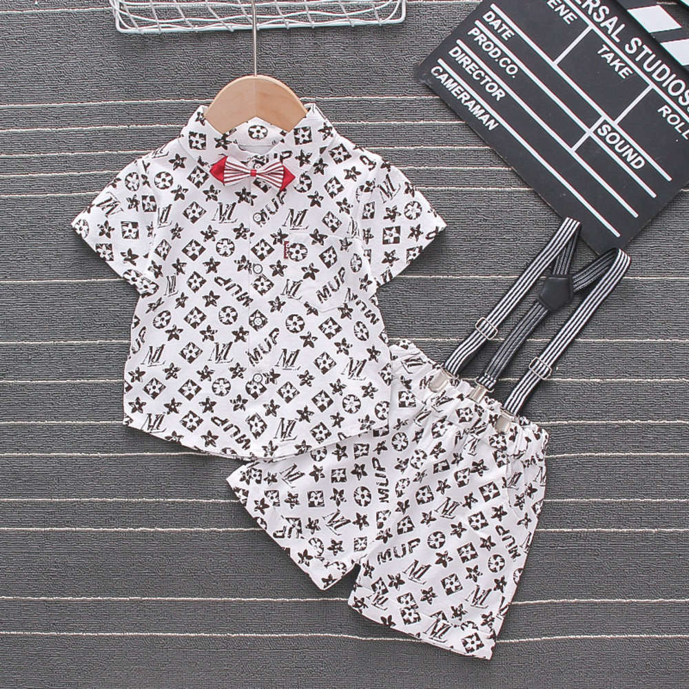 Children's summer boys' suit infant children's short sleeve strap two piece set, White
Children's summer boys' suit infant children's short sleeve strap two piece set, White