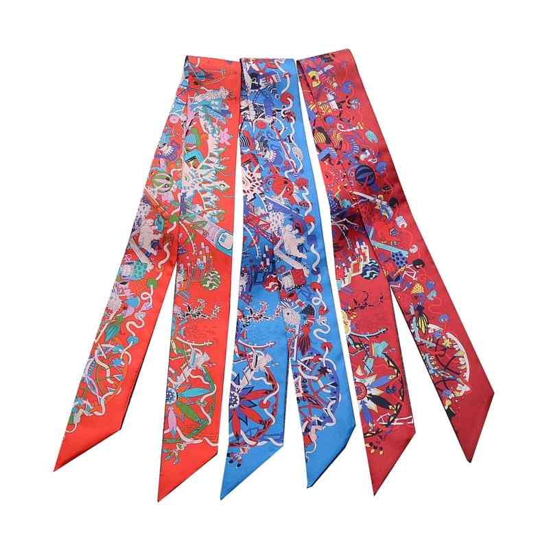 CHAXIAOA Silk For Women's Bandana Letter chain Printed Handle Bag Ribbons Brand Fashion Head Scarf Small Long Scarves
CHAXIAOA Silk For Women's Bandana Letter chain Printed Handle Bag Ribbons Brand Fashion Head Scarf Small Long Scarves