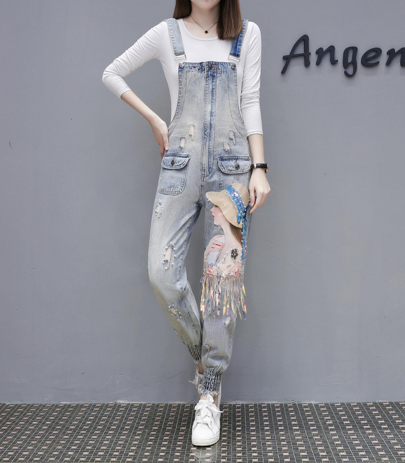 Women Print Cartoon Cat Denim Jumpsuits Rompers Overalls New Hole Loose Beaded Jean Pants Female Casual Long Pants, Black;white
Women Print Cartoon Cat Denim Jumpsuits Rompers Overalls New Hole Loose Beaded Jean Pants Female Casual Long Pants, Black;white