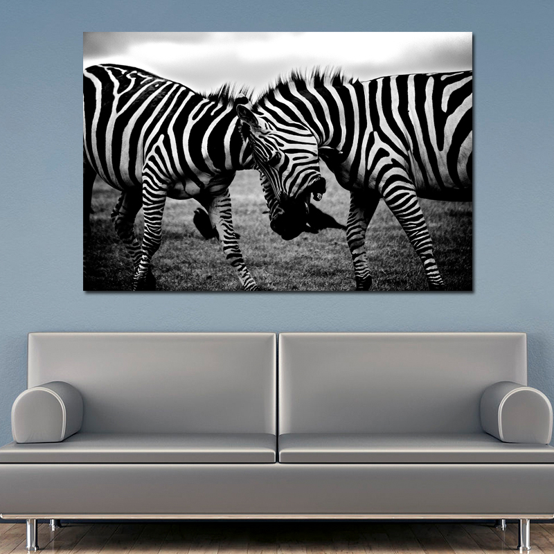 Black and White Canvas Art Two Zebra Animal Pictures Poster Print Wall Art Painting Home Decoration For Living Room