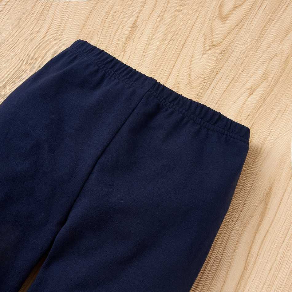 Arrival Autumn and Winter Home Wear 2-piece Baby Toddler Girl Rainbow Letter Print Ruffle Top Solid Leggings Set 210528