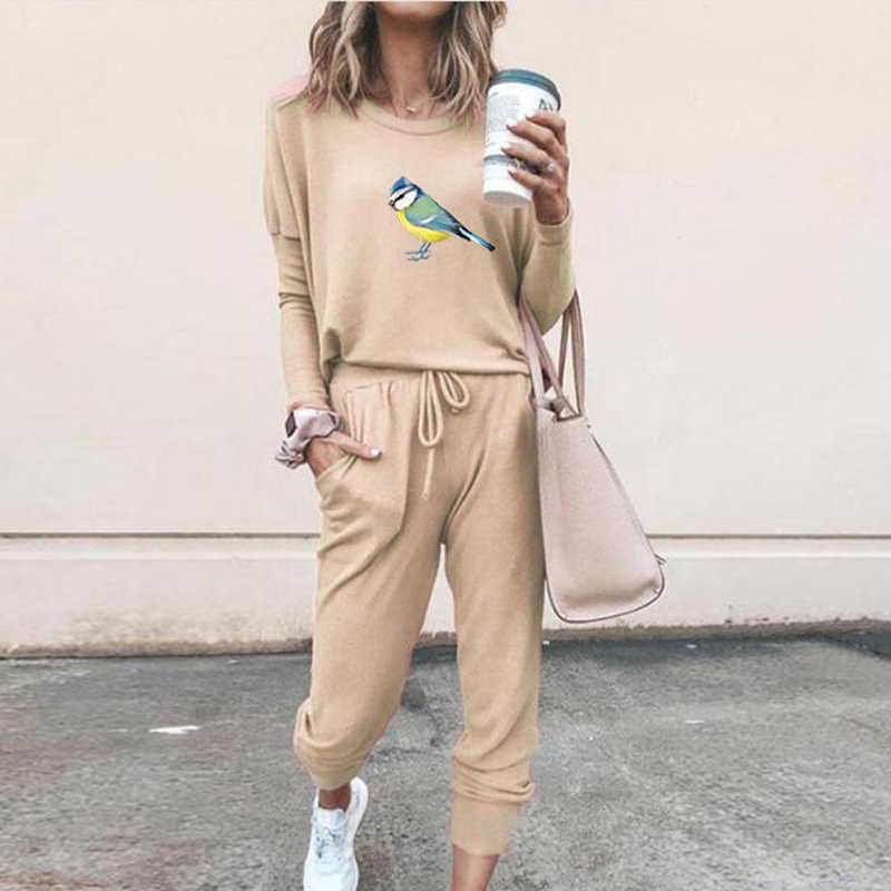 Women Casual Printed Two Piece Set Long Sleeve O-neck Top And Drawstring Jogging Long Pant Suits Female Bird Tracksuits 210709, Red
Women Casual Printed Two Piece Set Long Sleeve O-neck Top And Drawstring Jogging Long Pant Suits Female Bird Tracksuits 210709, Red