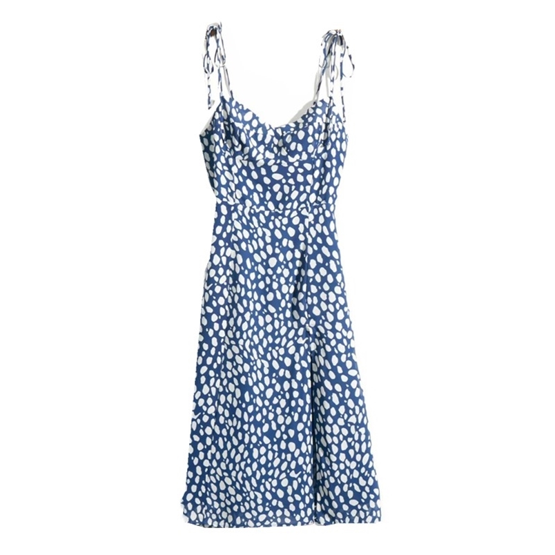 French Style Blue White Dot Print Adjust Spaghetti Strap Dress Retro Sexy Women Sling Slit Dresses Vestido 210429
French Style Blue White Dot Print Adjust Spaghetti Strap Dress Retro Sexy Women Sling Slit Dresses Vestido 210429