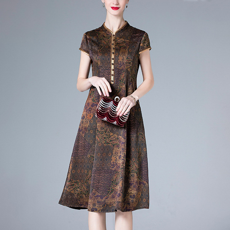 Middle Aged and Old Women's Silk Xiangyunsha Dress Chinese Large Slim Mulberry Medium Length Skirt, Black;gray
Middle Aged and Old Women's Silk Xiangyunsha Dress Chinese Large Slim Mulberry Medium Length Skirt, Black;gray