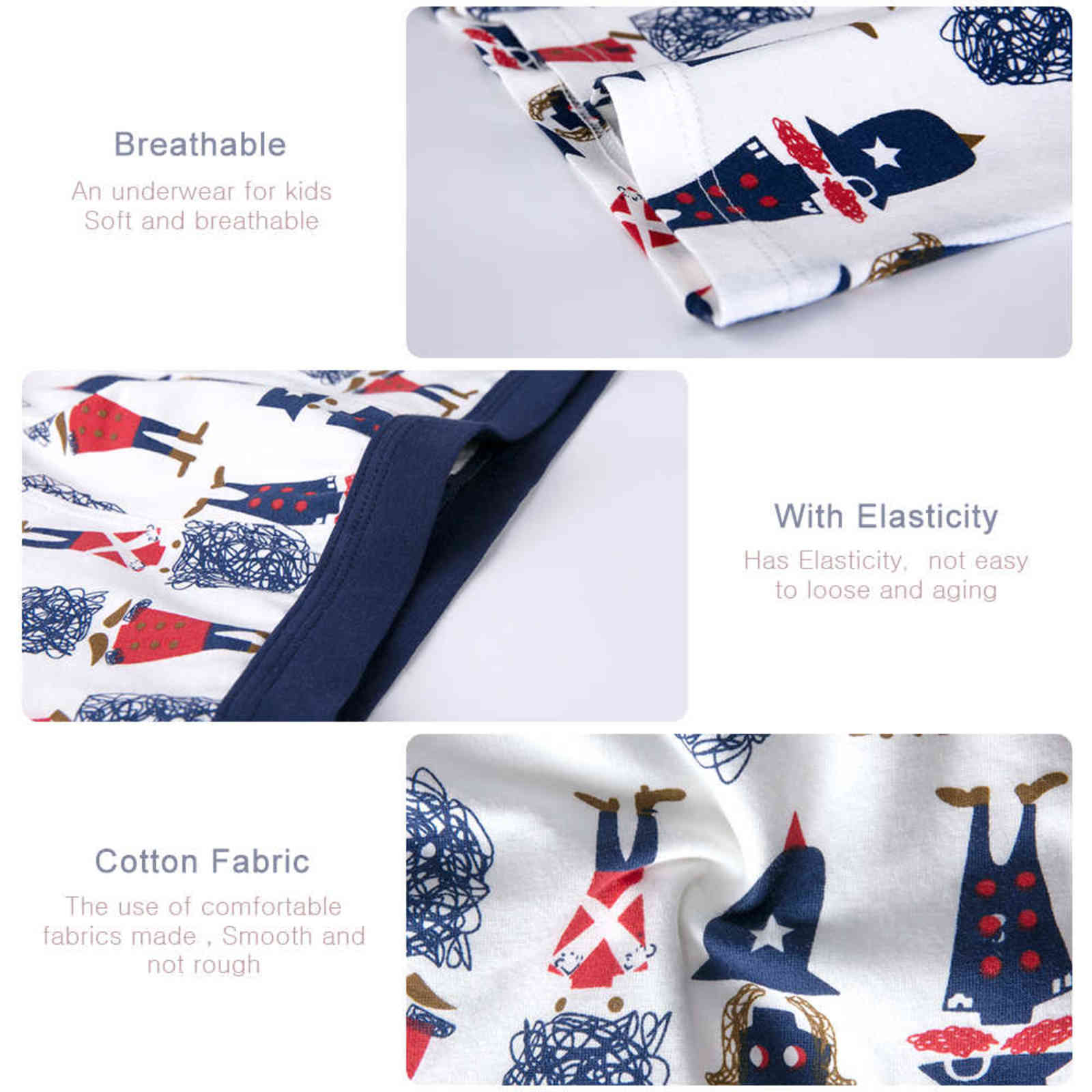 4 Piece Kids Boys Underwear Cartoon Children's Shorts Panties for Baby Boy Boxers Stripes Teenager Underpants 4-14T 211122