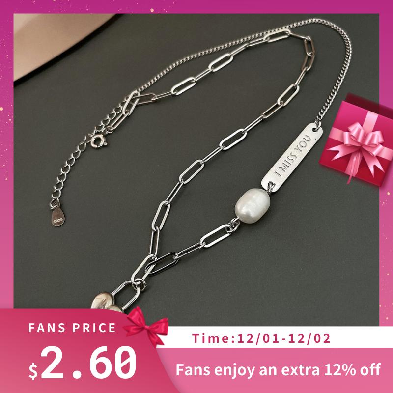 Chains 925 Sterling Silver Love Heart Lock Pearl Letter Brand Geometric Necklace For Women Hiphop Asymmetric Chain Jewelry
Chains 925 Sterling Silver Love Heart Lock Pearl Letter Brand Geometric Necklace For Women Hiphop Asymmetric Chain Jewelry