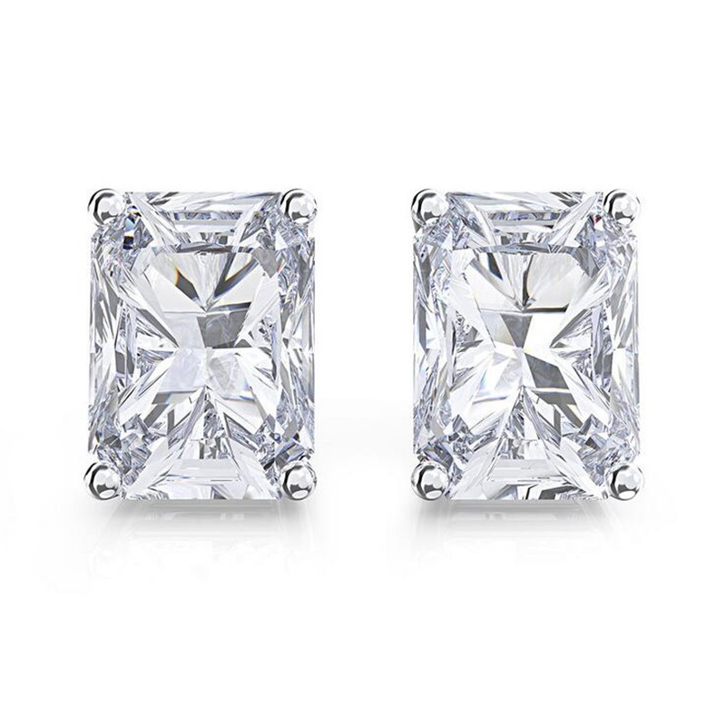 Sterg Sier Princess Cut Multicolor Zircon Gemstone Stud Earrings: Handmade Jewelry for Women