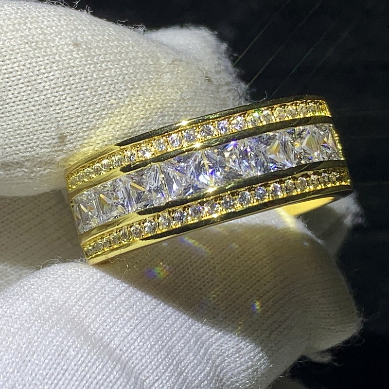 Choucong Brand Unique Wedding Rings Jewelry Sterling Sier Gold Fill Princess Cut White Topaz CZ Dia Party Engagement Band Ring For Men Gift