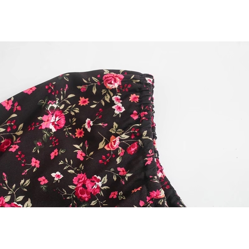 Bohemian Bandage Adjust Slash Collar Floral print Dress BOHO Holiday Woman Short Sleeve off Shoulder Long Dresses 210429