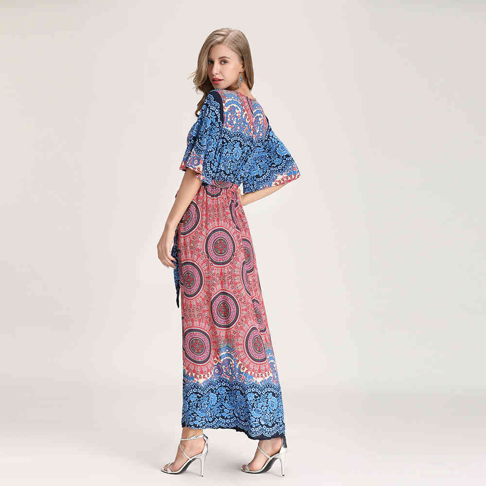 vestidos de verano women Dress sexy summer dress short sleeve V Collar maxi elegnates es 3842 50 210506