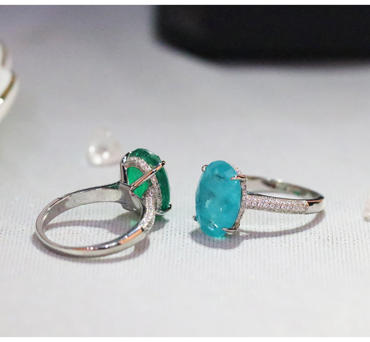 Vintage 4ct Paraiba Tourmaline Promise ring 925 Sterling silver Engagement Wedding Band Rings for women Bridal Finer Jewelry