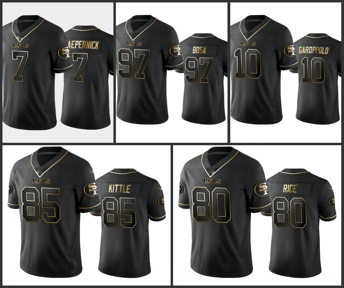 San Francisco''49ers''Men #80 Jerry Rice 97 Nick Bosa 7 Colin Kaepernick 85 George Kittle Women Youth Black Golden Jersey
San Francisco''49ers''Men #80 Jerry Rice 97 Nick Bosa 7 Colin Kaepernick 85 George Kittle Women Youth Black Golden Jersey