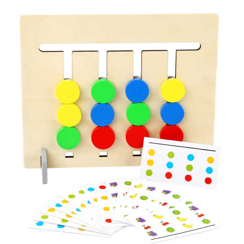 Colors And Fruits Double Sided Matching Game Logical Reasoning Training Kids Educational Wooden Toy Children