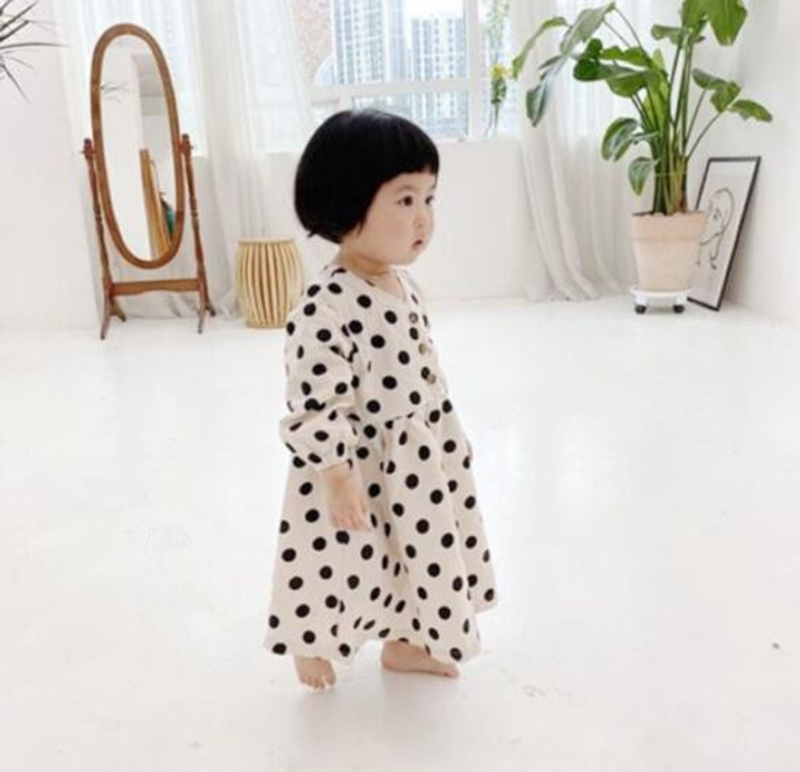 Baby Girls Polka Dot Dress Clothes Spring Party Pure Cotton Princess 210429