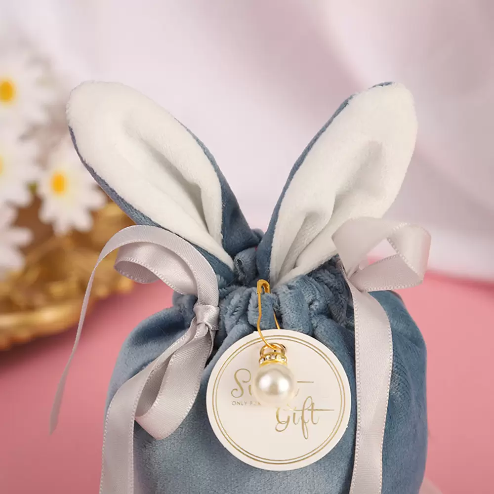 Easter Cute Bunny Gift Packing Bags Velvet Valentine's Day Rabbit Chocolate Candy Bags Wedding Birthday Party Jewelry Organizer