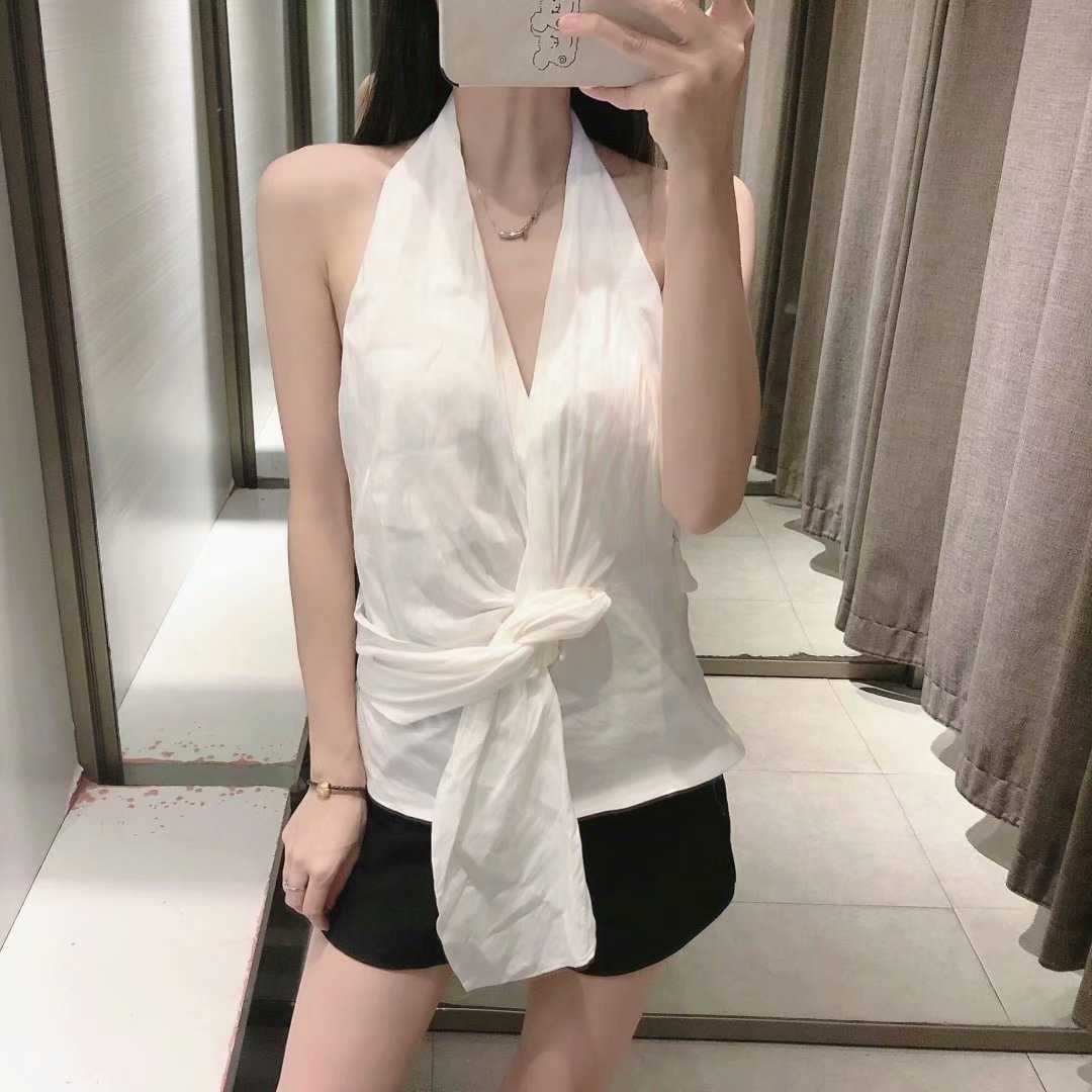Crop Top Women Backless Casual Fashion Chic Lady Halter Top Women Summer za Top Tank Tops 210709