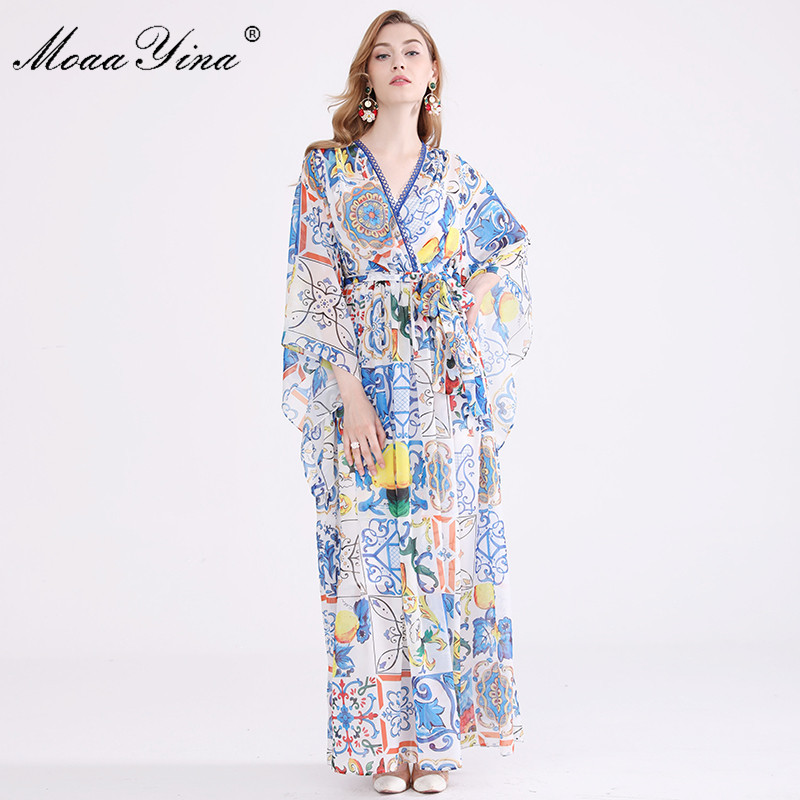 Fashion Designer Runway Dress Autumn Women V-neck Batwing Sleeve Vintage Print Casual Holiday Bohemia Loose 210524, Multi
Fashion Designer Runway Dress Autumn Women V-neck Batwing Sleeve Vintage Print Casual Holiday Bohemia Loose 210524, Multi