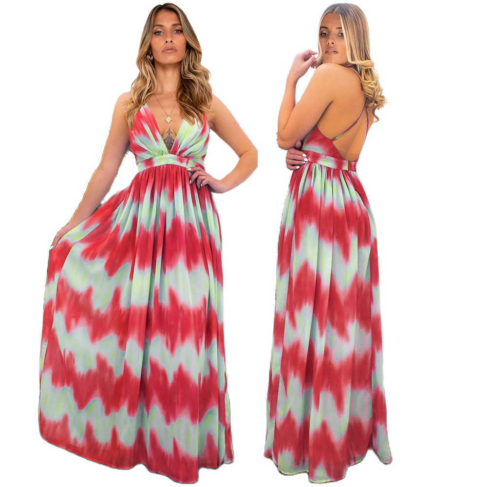 Summer Women Beach Maxi Dress Casual Gradient Striped Print High Waist Backless Sexy V Neck Suspender Boho Long Dresses 210526, Green
Summer Women Beach Maxi Dress Casual Gradient Striped Print High Waist Backless Sexy V Neck Suspender Boho Long Dresses 210526, Green