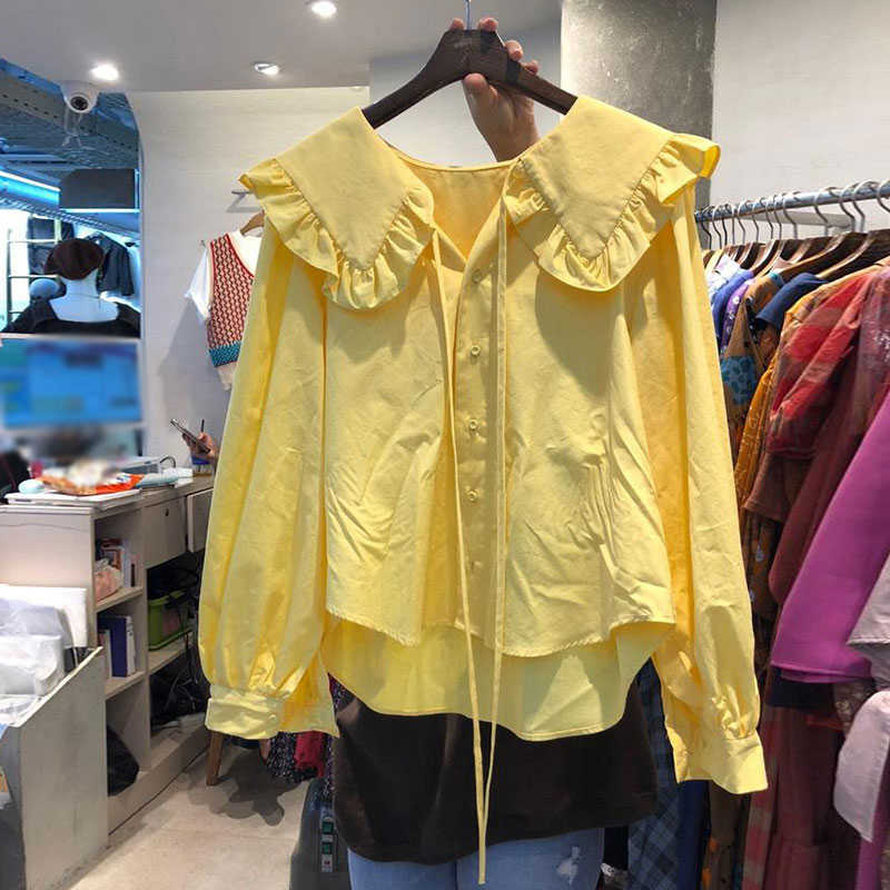 VANOVICH Korean Style Women Shirts Spring and Summer Sweet Ladies Blouses Tops Lapel Long-sleeved Clothing 210615, Yellow
VANOVICH Korean Style Women Shirts Spring and Summer Sweet Ladies Blouses Tops Lapel Long-sleeved Clothing 210615, Yellow