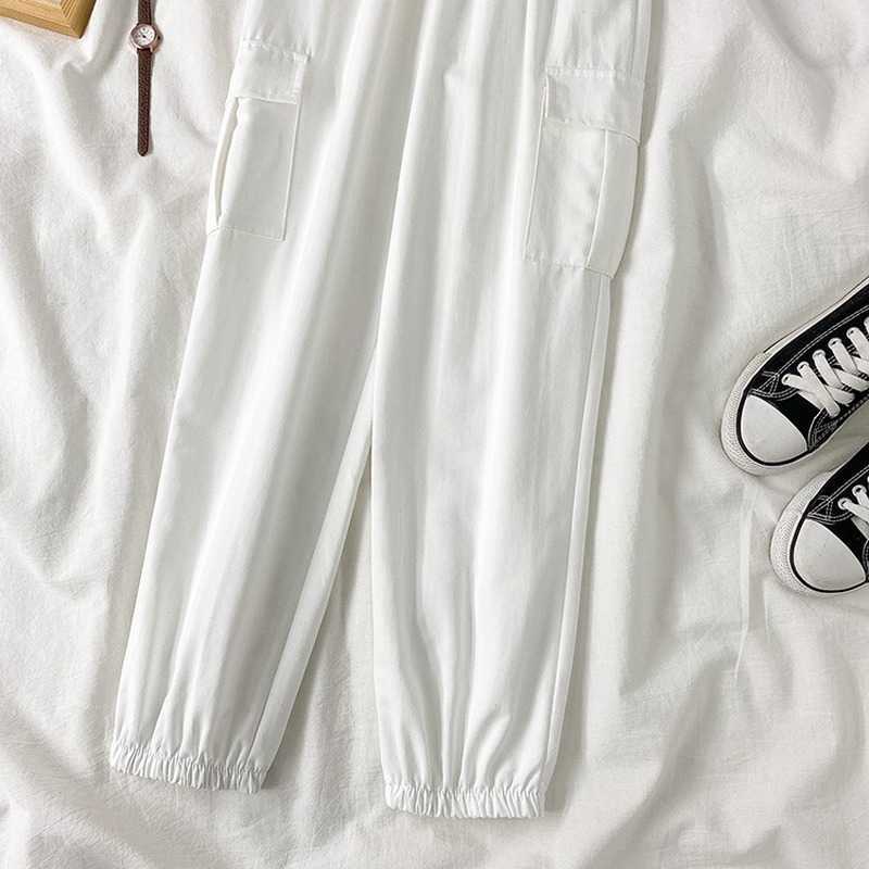 Harajuku BF Style Women Harem Pants Causal Belt Stretch High Waist Trousers Spring Cargo Pamtalon 6F301 210603