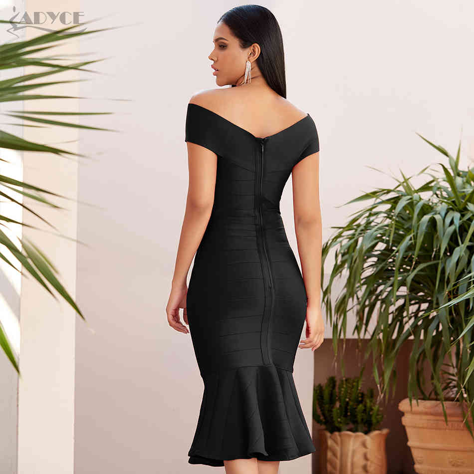 Summer Off Shoulder Bodycon Mermaid Bandage Dress Sexy Short Sleeve Club Celebrity Evening Party Dresses Vestidos 210423