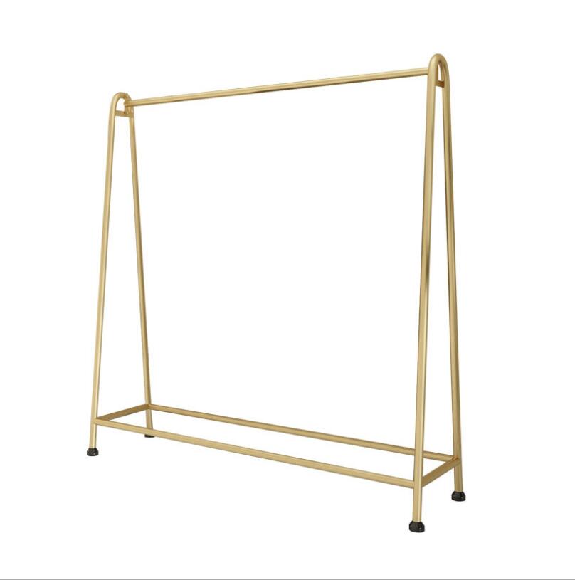 Simple iron clothing rack Commercial Furniture bedroom cloakroom floor hanger clothes shop gold cloth display racks
