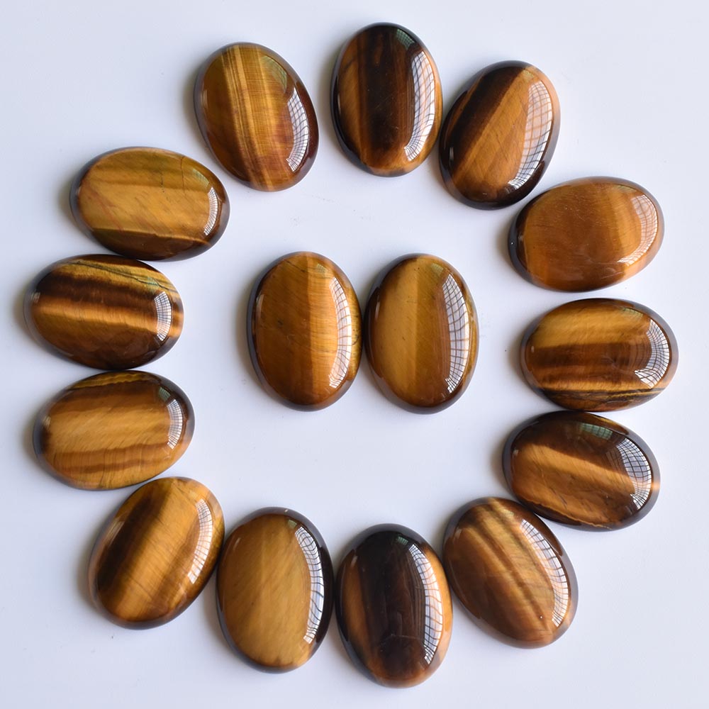 Natural stone 18x25mm oval Loose Beads opal Rose Quartz Tiger's Eye turquoise Cabochons Flat Back for necklace ring earrrings jewelry accessory