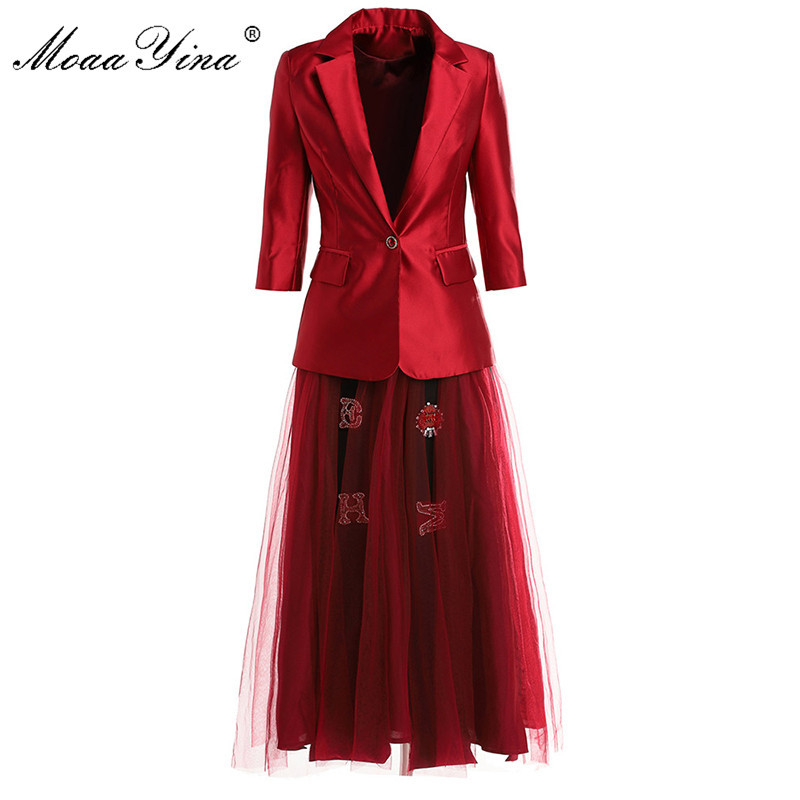 Fashion Designer Set Spring Autumn Women Suit Tops+Crystal Beaded Mesh Skirt Two-piece suit 210524, Burgundy
Fashion Designer Set Spring Autumn Women Suit Tops+Crystal Beaded Mesh Skirt Two-piece suit 210524, Burgundy