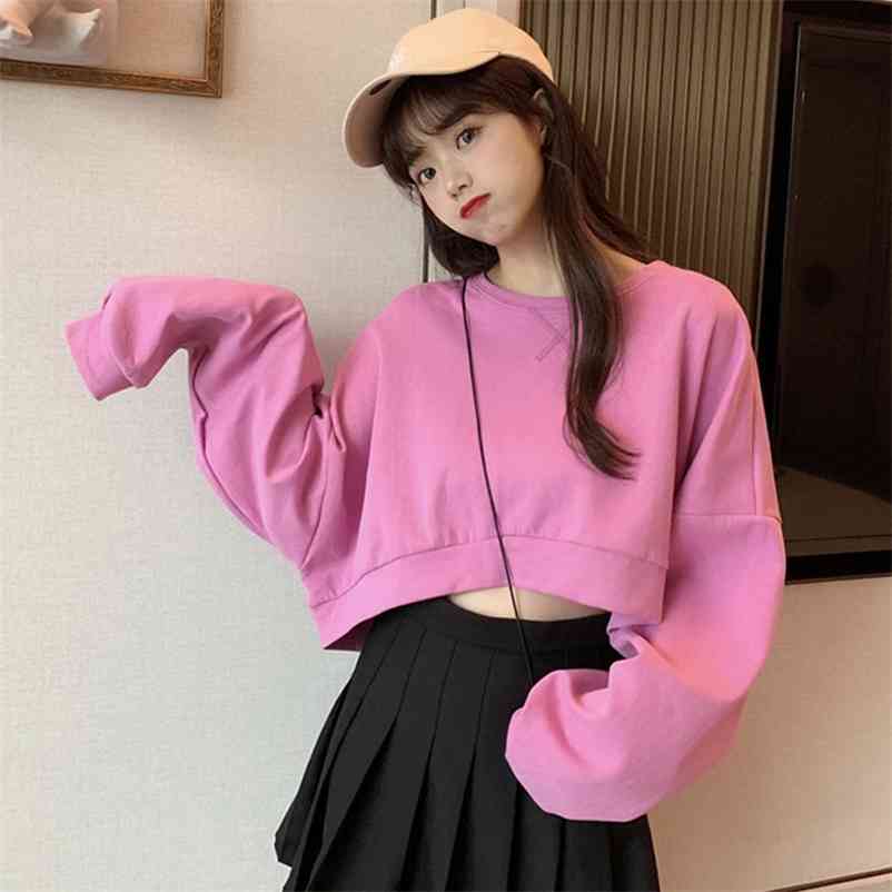 Teenager Girls Long Sleeve Short Hoodie Women Fashion Solid Korean Style Causal Student Loose Autumn Sweatshirts Pullover 210517, Orange
Teenager Girls Long Sleeve Short Hoodie Women Fashion Solid Korean Style Causal Student Loose Autumn Sweatshirts Pullover 210517, Orange