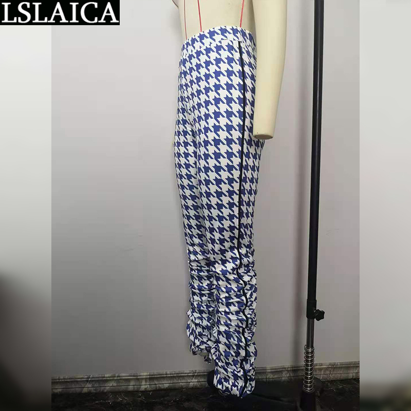 Plaid Pants Skinny Elastic Waist Ruched Elegant Clothes for Women Fashion Arrival Casual Streetwear Pantalones Para Mujer 210515