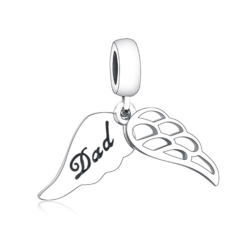 Fit Original Brand Charm Bracelet Necklace 925 Silver Mom Dad Son Angel Wing Fly Bead Dangle Making Family Berloque