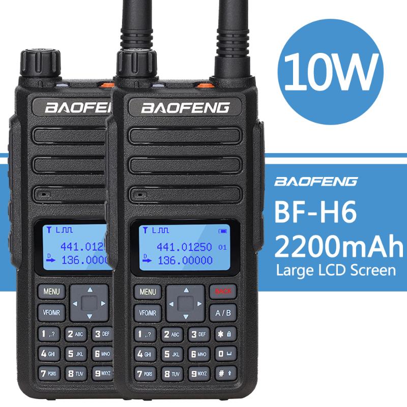 2pcs 2021 BAOFENG BF-H6 Walkie Talkie 10km 10W Ham Radios Dual Band Transceiver 136-174&400-470MHz Transmitter Two Way Radio
2pcs 2021 BAOFENG BF-H6 Walkie Talkie 10km 10W Ham Radios Dual Band Transceiver 136-174&400-470MHz Transmitter Two Way Radio