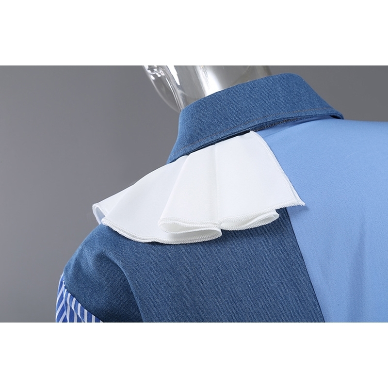 Patchwork Striped Vintage Print Shirt For Women Lapel Collar Ruched Tassel Korean Spring Shirts Emale Fashion 210524