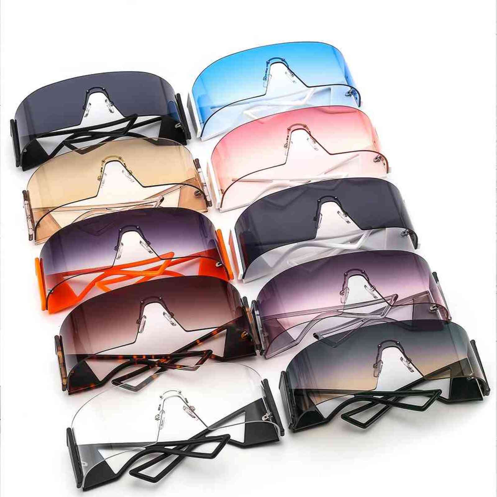 Sunglasses Y2K womens rimless sunglasses, luxury brand, oversized, UV400 protection, 2021