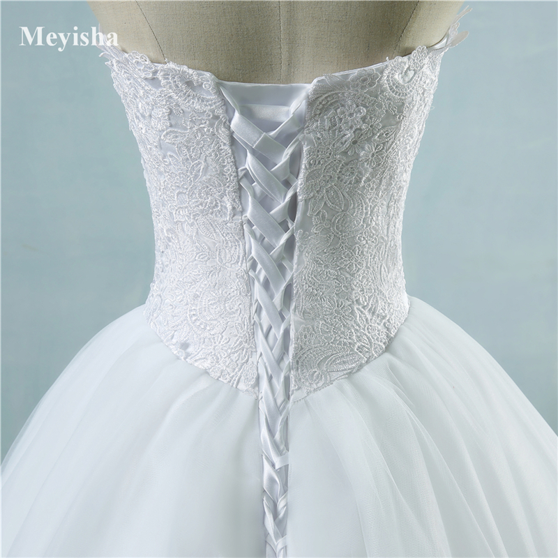 ZJ9081 2021 Lovely Wedding Dress Sweetheart Ball Gown Bride Dresses With Lace Edge Floor Length Bridal Gowns size 2-26W