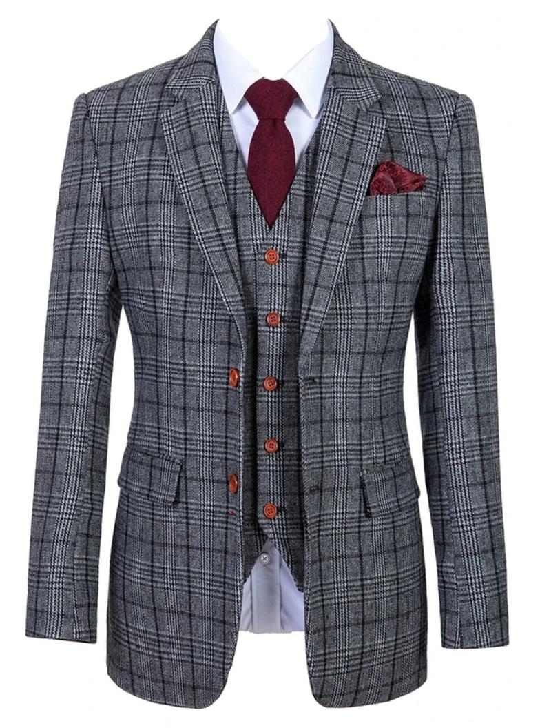 Men' Suits & Blazers Mens 3-Piece Suit Plaid Notched Lapel Tuxedo Blazer Jacket Pants Vest Set, Gray
Men' Suits & Blazers Mens 3-Piece Suit Plaid Notched Lapel Tuxedo Blazer Jacket Pants Vest Set, Gray