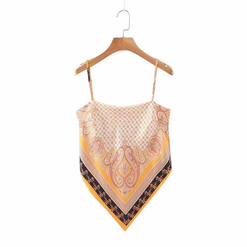 Women vintage paisley print spaghetti strap sexy chic camis tank ladies summer backless bowknot sling tops LS3866 210625