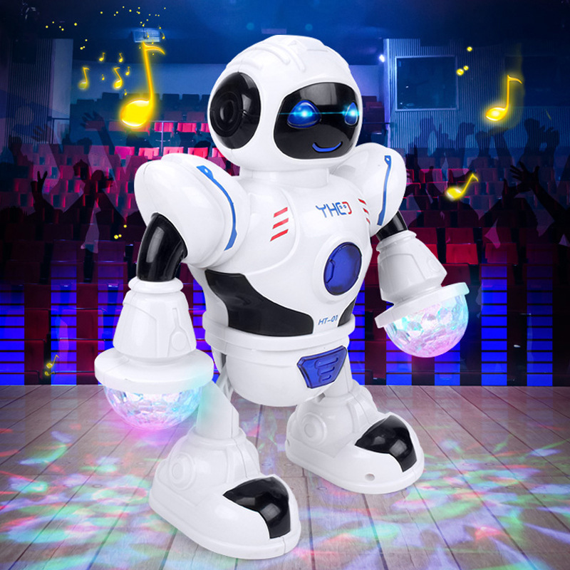 Electronics RobotsDazzling Music Robot Shiny Educational Toys Electronic Walking Dancing Smart Space Robot Kids Music Robot Toys