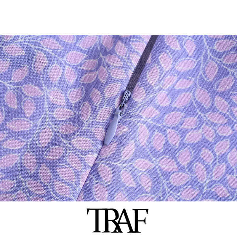 TRAF Women Chic Fashion Side Ties Printed Shorts Skirts Vintage High Waist Back Zipper Female Skort Mujer 210625