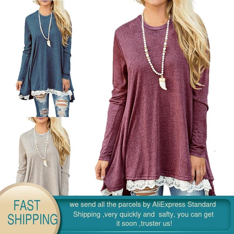 Spring Summer Women Dress Lace Splicing Fashion Women's Plus Size Long Sleeve Vintage Black Red Blue Casual es 210428