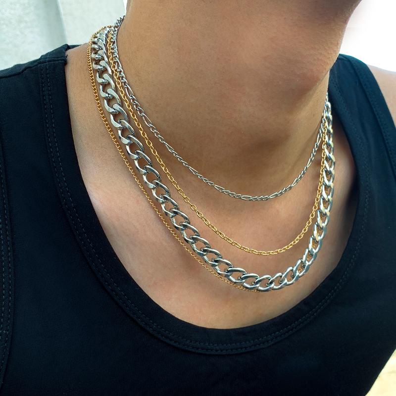 Chokers 4pcs/Set Punk Gold Silver Color Curb Cuban Link Chain Choker Necklace For Men Women Hip Hop Multi Layer Basic Jewelry
Chokers 4pcs/Set Punk Gold Silver Color Curb Cuban Link Chain Choker Necklace For Men Women Hip Hop Multi Layer Basic Jewelry