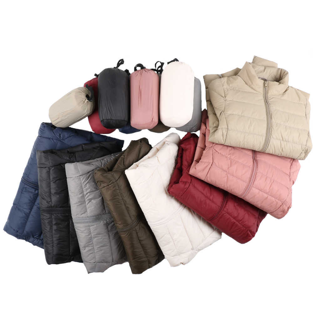 Matte Woman Ultra Light Duck Down Jacket Stand Collar Warm Outwear Soft Coats 210819