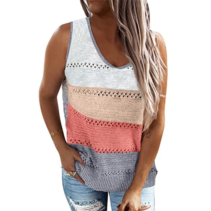 Fashion Tank Tops Sexy Crop Vest Solid Harajuku Female Off Shoulder Knitted Patchwork Summer Women Tops Hollow Out Camis Top 210515