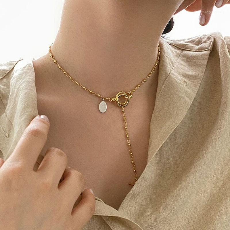 Chains VEELFF High Polish 18K Plating Real Gold Titanium Steel Necklace Stitching OT Pendant Choker For Women
Chains VEELFF High Polish 18K Plating Real Gold Titanium Steel Necklace Stitching OT Pendant Choker For Women